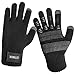 LETHMIK Mens Non-Slip Winter Gloves,Touchscreen Thick Knit Texting Gloves with Warm Wool Lining Black