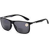 Missfive Mens Bifocal Reading Sunglasses UV Protection for Outdoor/Far/Near Use Sun Readers, Classic Retro Designer Eyeglasses, Trendy Vintage Eyewear with Metal Hinge (Glossy Black, 2.50x)