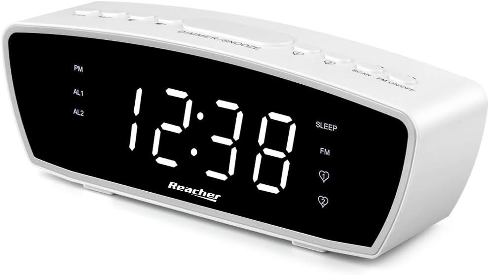 REACHER Modern Dual Alarm Clock Radio with Adjustable Alarm