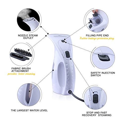 [Newest Version] Portable Garment Steamer Trouser Pressers Travel Clothe Wrinkle Shooter Handheld Clothing Steamer Fabric Steamer Fast Heat-up Ironing 180ml for All Materials for Home and Travel White - Thumbnail 6