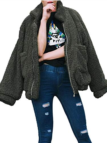 Women's Casual Warm Faux Shearling Coat Jacket Autumn Winter Long Sleeve Lapel Fluffy Fur Outwear