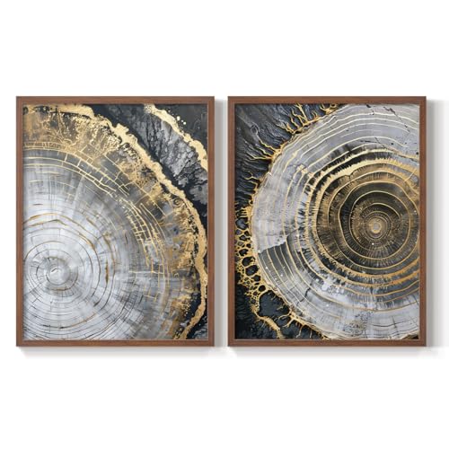 Renditions Gallery Set of 2 Peel & Stick Framed Prints, Abstract Wall Art, Roun…