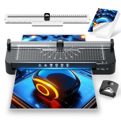 Photo 1 of 13in Laminator Machine with Paper Trimmer + 50pcs Sheets + Corner Rounder, Dual Hot/Cold Mode | Anti-Jam Technology | 90s Fast Preheat for A3/A4/A5/A6 Home Office School Use