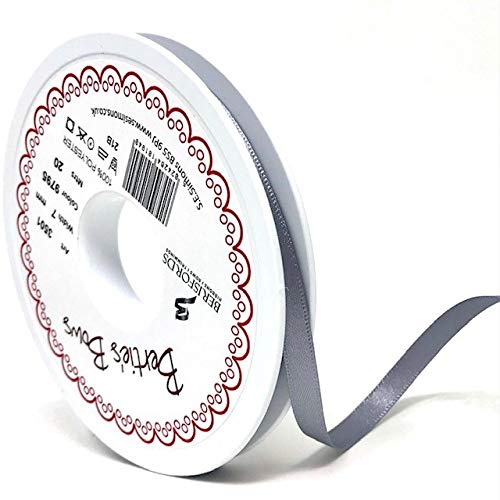 Berisfords Ribbon, Polyester, Grey, 20m x 7mm