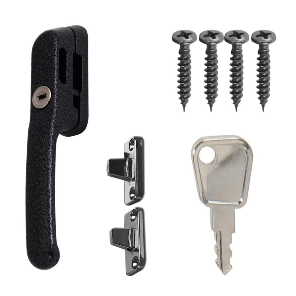 FixRello Fastener Casement Window Handle for Timber Surfaces | with Key, Mount/Wedge and Screws for Easily Installation and Security (1, Antique Black)