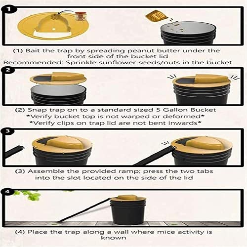 Kerally Mouse Trap Bucket, Flip and Slide Bucket Lid Mouse Trap, Auto
