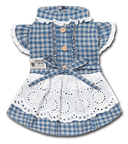 Touchdog 'I love Poochi' Classical Fashion Plaid Dog Dress, Medium, Blue