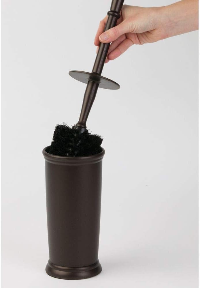 mDesign Modern Compact Plastic Toilet Bowl Brush and Plunger Combo Set with for Bathroom Storage and Organization - Sturdy, Heavy Duty, Deep Cleaning - Bronze: Home & Kitchen