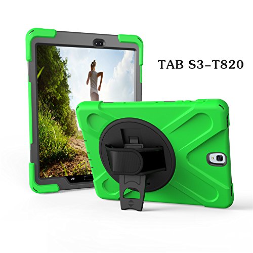 Galaxy Tab S3 9.7 Inch Case,IVY 360 Degrees Kickstand Case Cover For Samsung Galaxy Tab S3 9.7 Inch (SM-T820,T825) With Hand Strap and Gallusus - Green