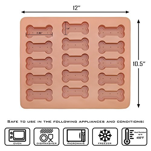 Dog Treat Molds Paw and Bone Silicone Dog Treat Molds, Large Sized, with Healthy Recipe