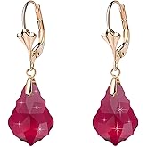 Austrian Crystal Baroque Drop Leverback Earrings for Women Fashion 14K Gold Plated Hypoallergenic Jewelry