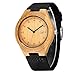 CUCOL Wooden Watches For Men Casual Black Cowhide Leather Strap Wood Watch With Box (date(black))