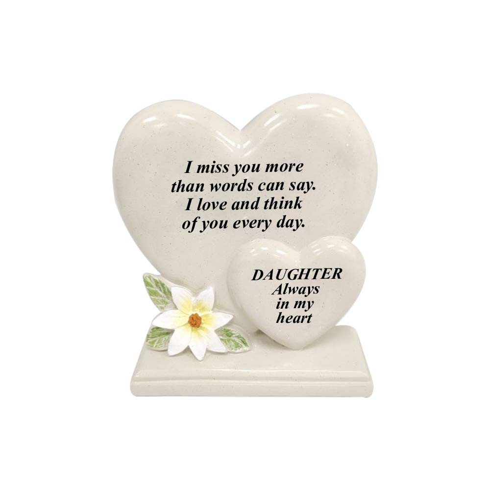 Personalised Grave Ornament/Memorial Plaque with Double Hearts | Graveside Decoration Gift in the Loving Memory of your Loving Deceased Ones (Daughter)