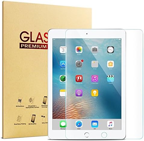 NEW iPad 9.7 2017 2018/iPad Pro 9.7/iPad Air 2/iPad Air Screen Protector, IPAD6 High Definition Clear 9H Hardness Scratch Resistant IPAD5 Tempered Glass Screen Protector