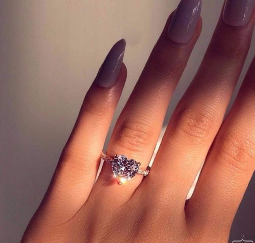 Zhiwen Eternal Love Women's White Gold Plated CZ AAA Zircon Love Ring Engagement Rings Best Promise Rings Anniversary Wedding Bands Size 6-10 (US Code 6)