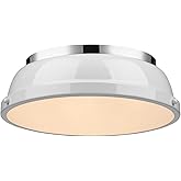 Golden Lighting 3602-14 CH-WH Duncan Flush Mount, Chrome with White Shade- Flush Mount Light Fixture, Flush Mount Ceiling Lig