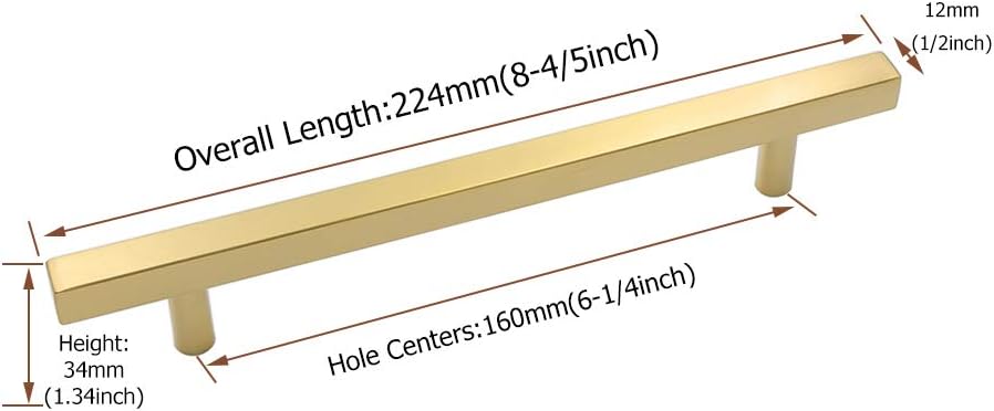 LONTAN 10 Pack Gold Cupboard Handles 160mm Gold Kitchen Handles Cabinet Hardware Drawer Pulls Kitchen Cupboard Furniture Stainless Steel - Image 3