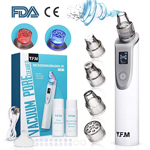 Blackhead Remover, Pore Cleanser Vacuum Blackhead Removal Suction Machine, Rechargeable Pore Cleaner Device for Facial Skin Treatment with Multi-Functional Replaceable 5 Probes with LCD Screen