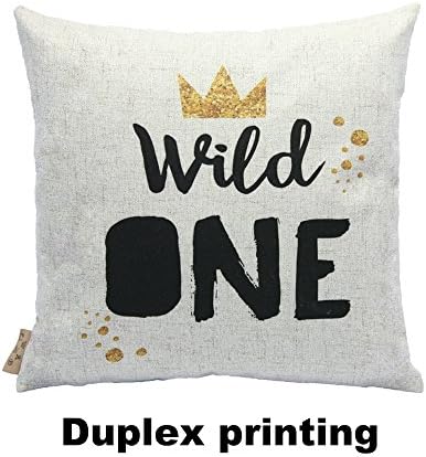 CC Wonderland Soft Decorative Square Pillow Cases Linen Pillow Covers with Invisible Zipper Throw Cushions Covers(1PCS), 18 Inch, Wild Tiger with Crown, Good Gift