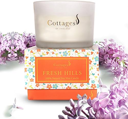 Cottages of England, Fresh Hills โ Large 3-Wick Natural Soy Candle โ Gentle Lilac & Musk โ Gift Boxed โ 20oz