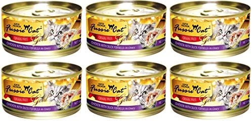 (6-Pack) Fussie Cat Super Premium Chicken with Duck Formula in Gravy Food, 2.8oz Cans