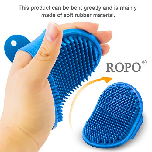 ROPO Dog Grooming Brush, Pet Shampoo Bath Brush Soothing Massage Rubber Comb with Adjustable Ring Handle for Long Short… - Image 5