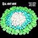 Homder 220pcs Glow in the Dark Garden Pebbles for Walkways & Decor and Plants Luminous Stones in Blue & Green & White
