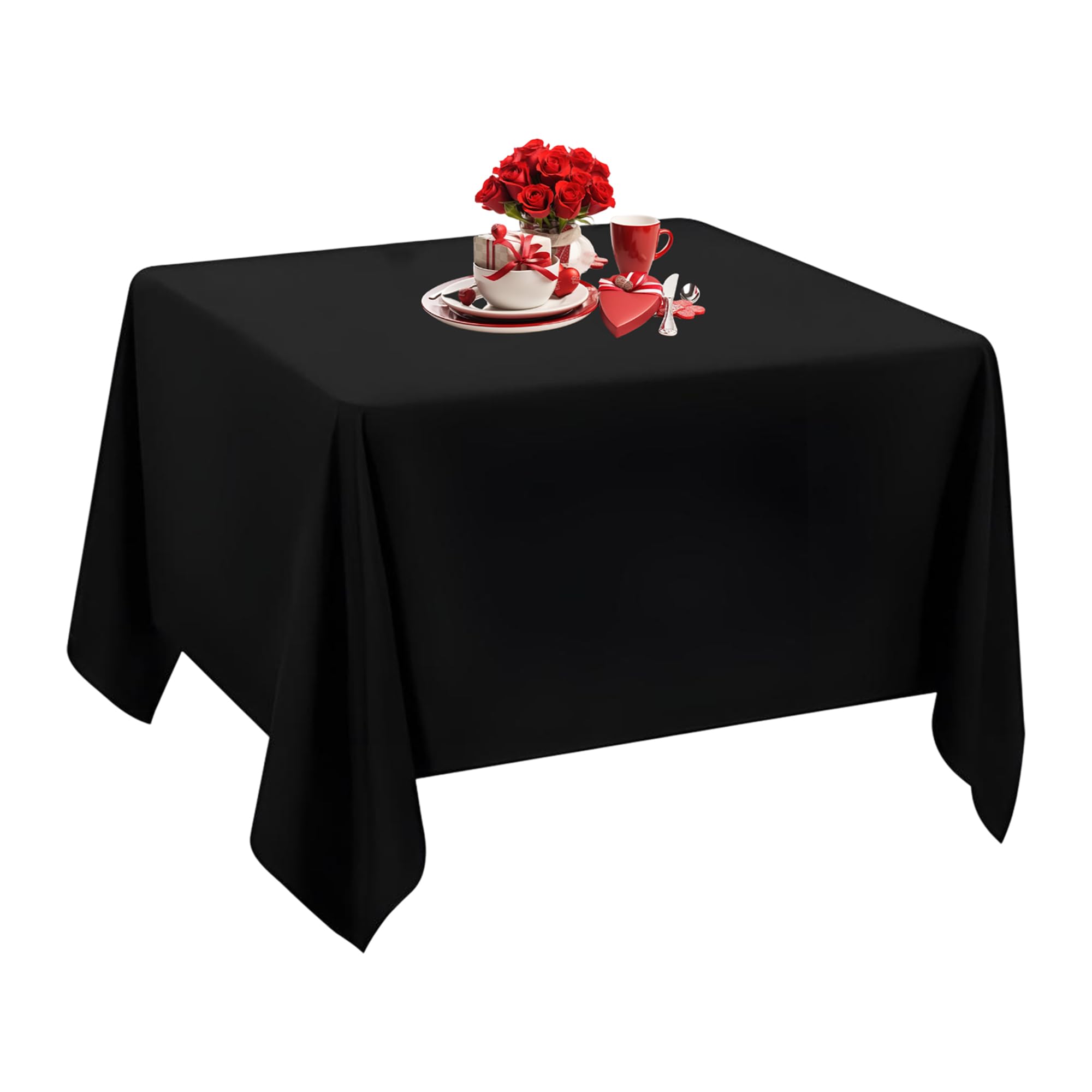 WedDecor Black Square Tablecloth 70 x 70 inch Polyester Linen Fabric Table Cover Washable for Indoor Outdoor Dinner, Kitchen Dining, Weddings, Birthday, Anniversary Party Events, Pack of 1