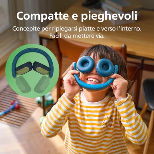 Philips TAK4200CT 4200 Series Foldable Kids Wireless On-Ear Headphones - 45 Hours Volume Limited Playtime, Audio Sharing, USB-C Cable Included - Teal Crystal