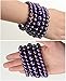 Women's Stackable 5 Piece Set Simulated Pearl Stretch Bracelet, Purple