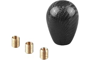 RYANSTAR Racing Type-R Carbon Fiber Black Gear Shift Knob Shifter Knob with 3 Adapters Fit compatible with Universal Manual C