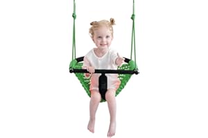 ROPECUBE Toddler Swing & 2-in-1Baby Swing - Adjustable Rope Swing Seat for Kids | Indoor & Outdoor Durable Backyard Swing Set for Infants & Toddlers (Green)