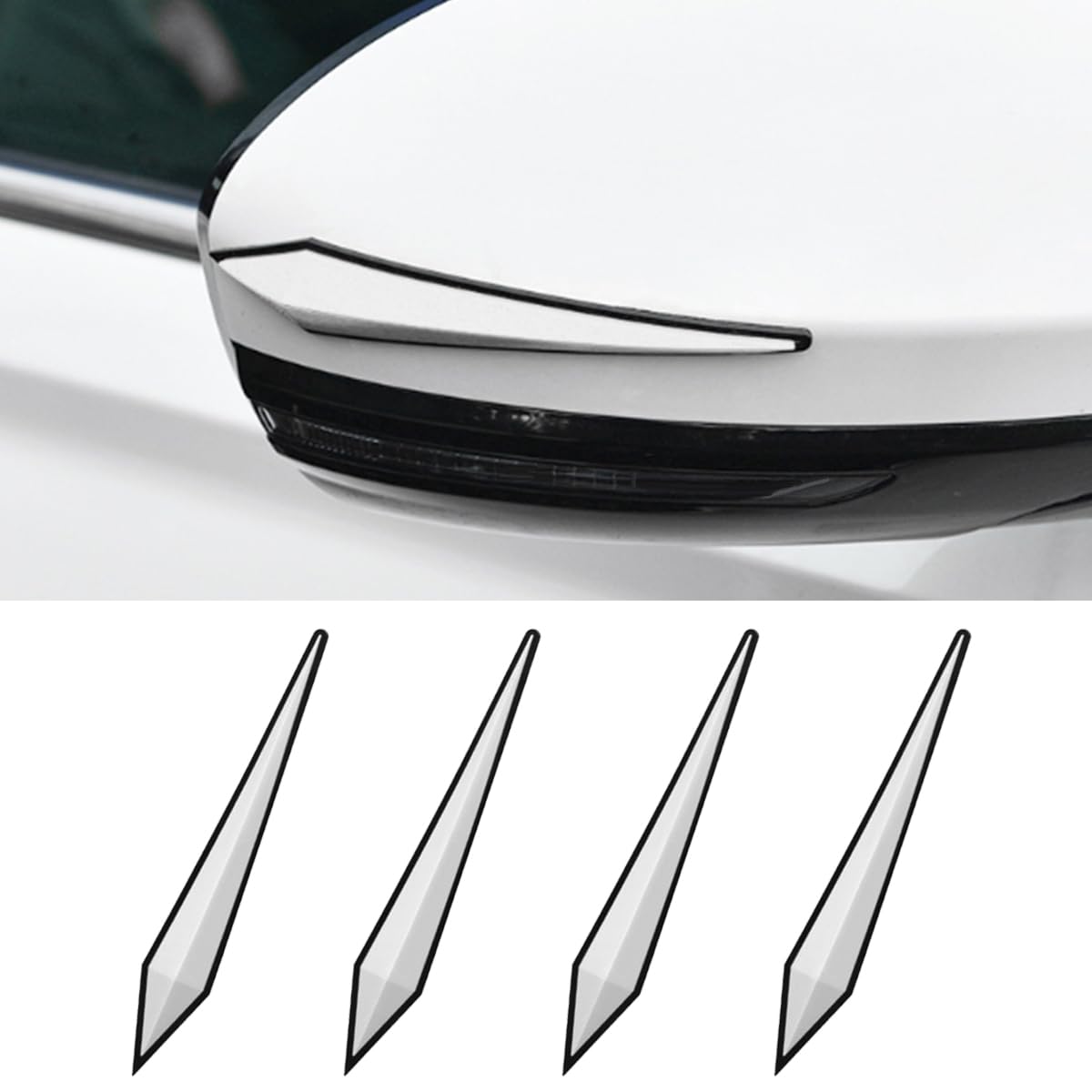 Photo 1 of DUSCOKE 4PCS Car Door Edge Guard Protector, Self-Adhesive Vehicle Rearview Mirror Anti-Collision Strip, PVC Anti-Scratch Bumper Trim Guard, Universal Auto Body Accessory for Car SUV Truck (White)