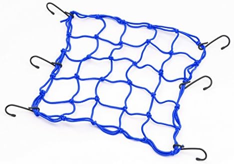 15"x15" RideSoft Elastic Cargo Net with Rubber-Tipped Metal Hooks, 3"x3" Mesh, Blue