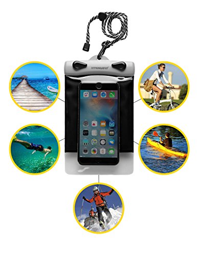 EXTREMEWORLD Dry Bag TPU Waterproof Case Bag for Outdoor Sports for Smart Phone Apple iPhone 6S, 6, 6S Plus, SE, 5S, Cellphone, S6 Note 7 5, HTC LG Sony - Black (4.7\