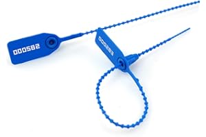 Leadseals(R) 100 Plastic Tamper Seals, Zip Ties for Fire Extinguishers Pull Tite Security Tags Numbered Trailer Seal Disposable Self-Locking Tie 250mm Length (Blue)