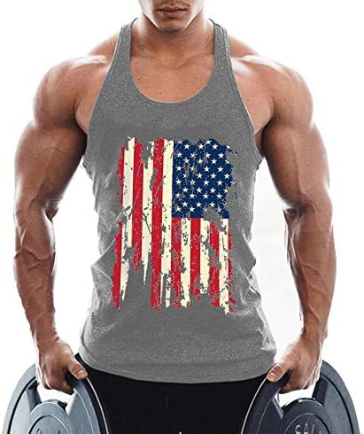 InleaderStyleMen's Cotton American Flag Stringer Tank Tops