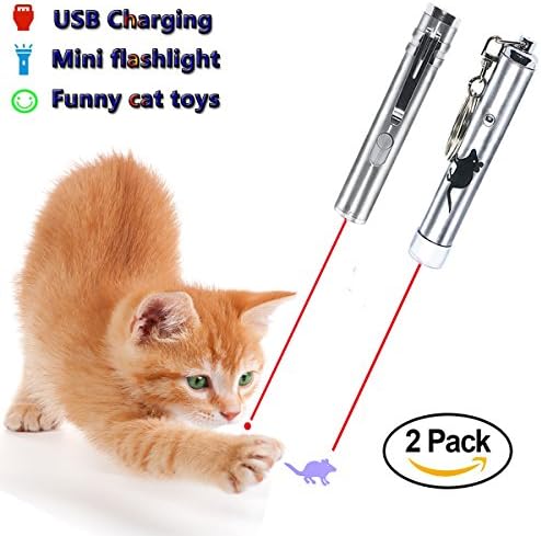 Laser Cat Toys 3 in 1 Cat Chaser Toy Pet Interactive LED Light Toy, USB ChargingPet Scratching Training Tool