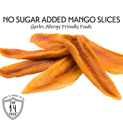 GERBS Dried Mango Slices Unsweetened 2 LBS. Freshly Dehydrated Resealable Bulk Bag Top Food
