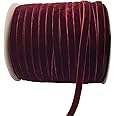 10 Yards Burgundy Velvet Ribbon Spool (Wine, 3/8")