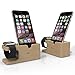 Stalion Universal Desktop Charging Dock and Cradle Holder Compatible with Apple Watch & iPhone X 6 6s 7 8 Plus (2in1)(Bamboo Wood)