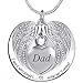 PREKIAR Angel Wing Urn Necklace for Ashes, Heart Cremation Memorial Keepsake Pendant Necklace Jewelry with Fill Kit and Gift Box (Dad)