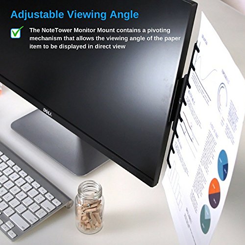 NoteTower Monitor Mount Black Document Holder & Sticky Notes