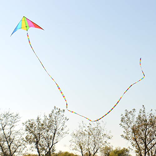 Kite Tail,Flat Ribbon Streamer Rainbow Multi Color (Rainbow), 49 Feet - Thumbnail 3