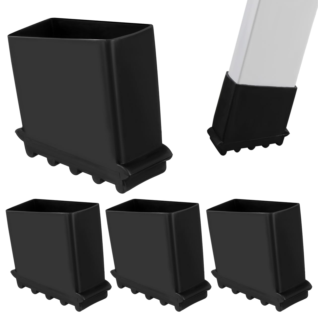 4pcs Ladder Feet Cover Non-slip Rubber Step Mat Herringbone Design Durable Protection for Step Ladders Wear-resistant Folding Ladder Accessories Black Random Texture