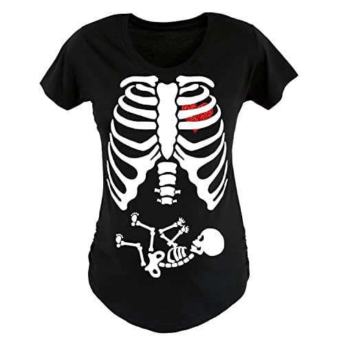 halloween maternity shirt skeleton
