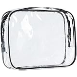 ScivoKaval Clear Carry-On Travel Toiletry Bag, TSA Approved 3-1-1 Airline Quart Bag, 1 Quart Sized with Zipper for Men and Women, Black