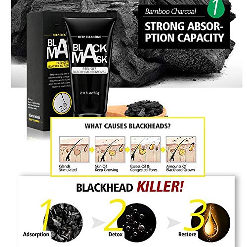 Blackhead Remover Mask - Black Blackhead Remover Mask Strips, Deep Cleansing Facial Mask for Face and Nose Activated Charcoal Peel Off Mask - Thumbnail 2