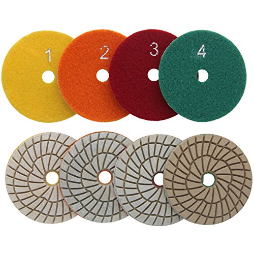 Easy Light 4 Inch 4-Step Diamond Wet Polishing Pads Abrasive Tool for Granite Marble 4 Pcs