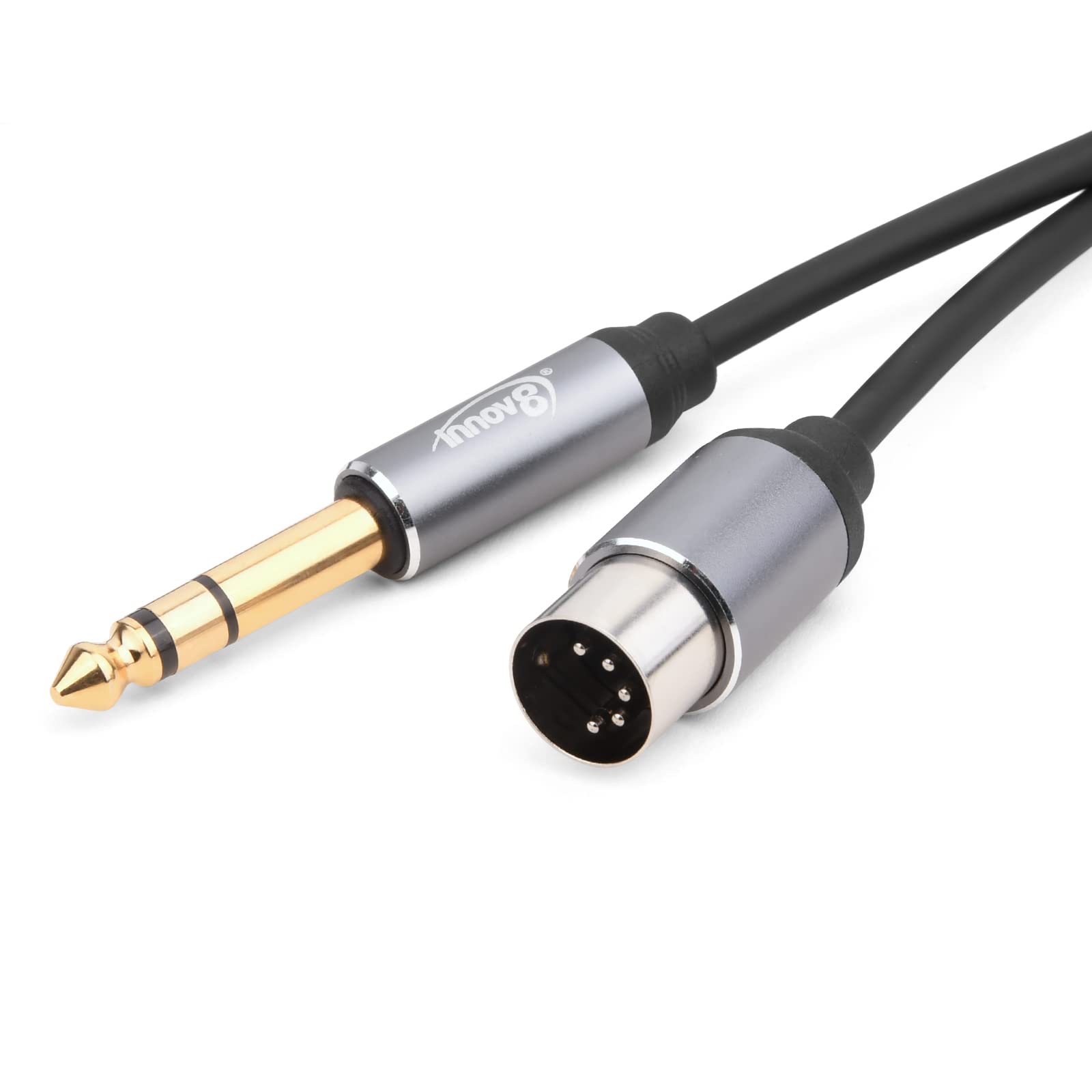 innov8 1/4 Inch to DIN 5 Pin Audio Cable, 6.35mm Male to MIDI 5Pin Male TRS Stereo Cable for Speaker, Amplifier, Mixer, MIDI Keyboard 1m